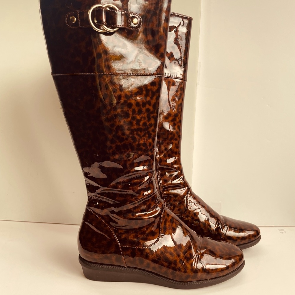 Cole Haan Brown Leopard Print Winter Boots - Picture 2 of 9